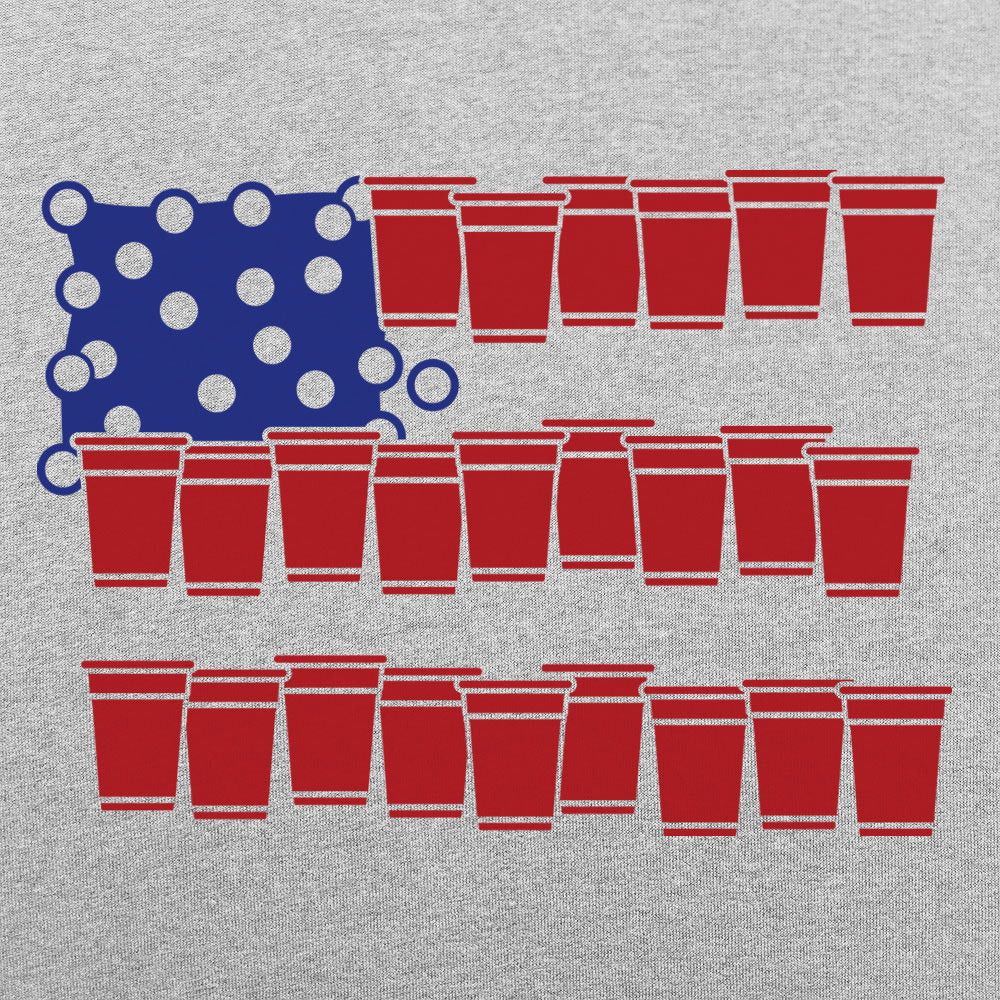 Beer Pong USA Flag Made of Red Cups and Ping Pong Balls