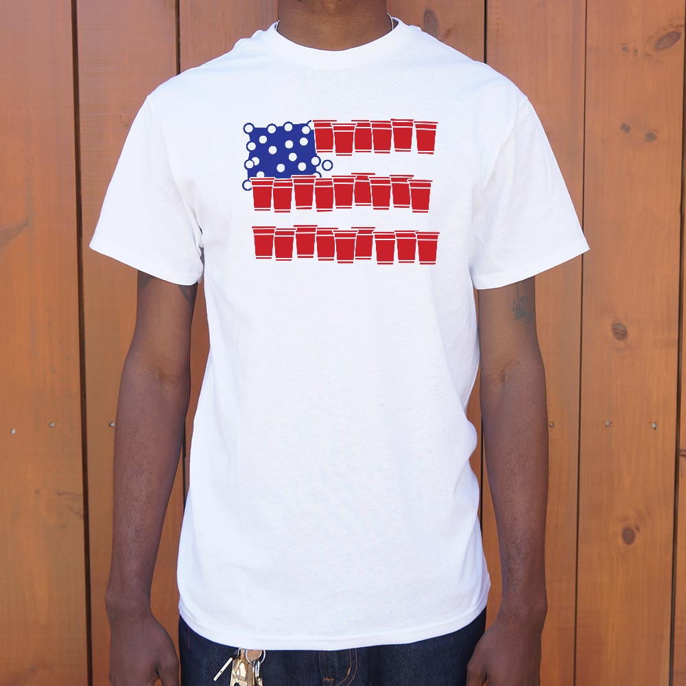 Beer Pong USA Flag Made of Red Cups and Ping Pong Balls