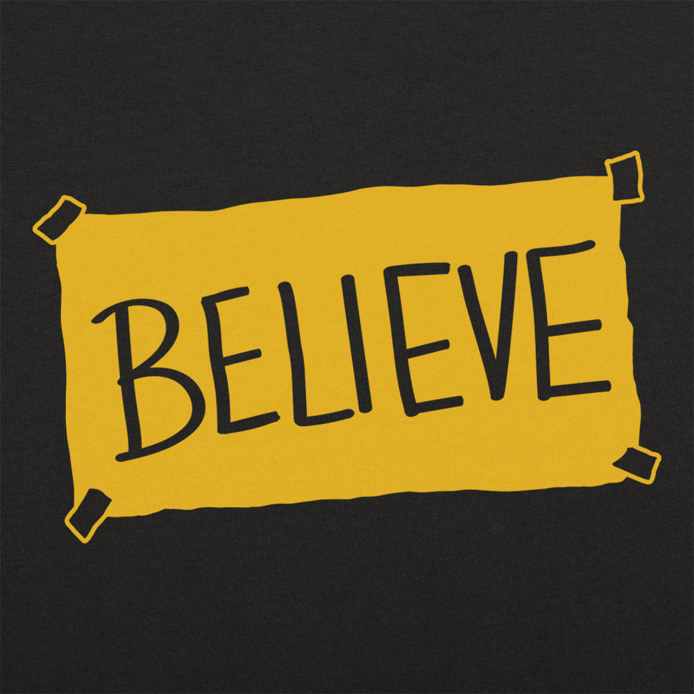 Believe Taped Yellow Paper Sign