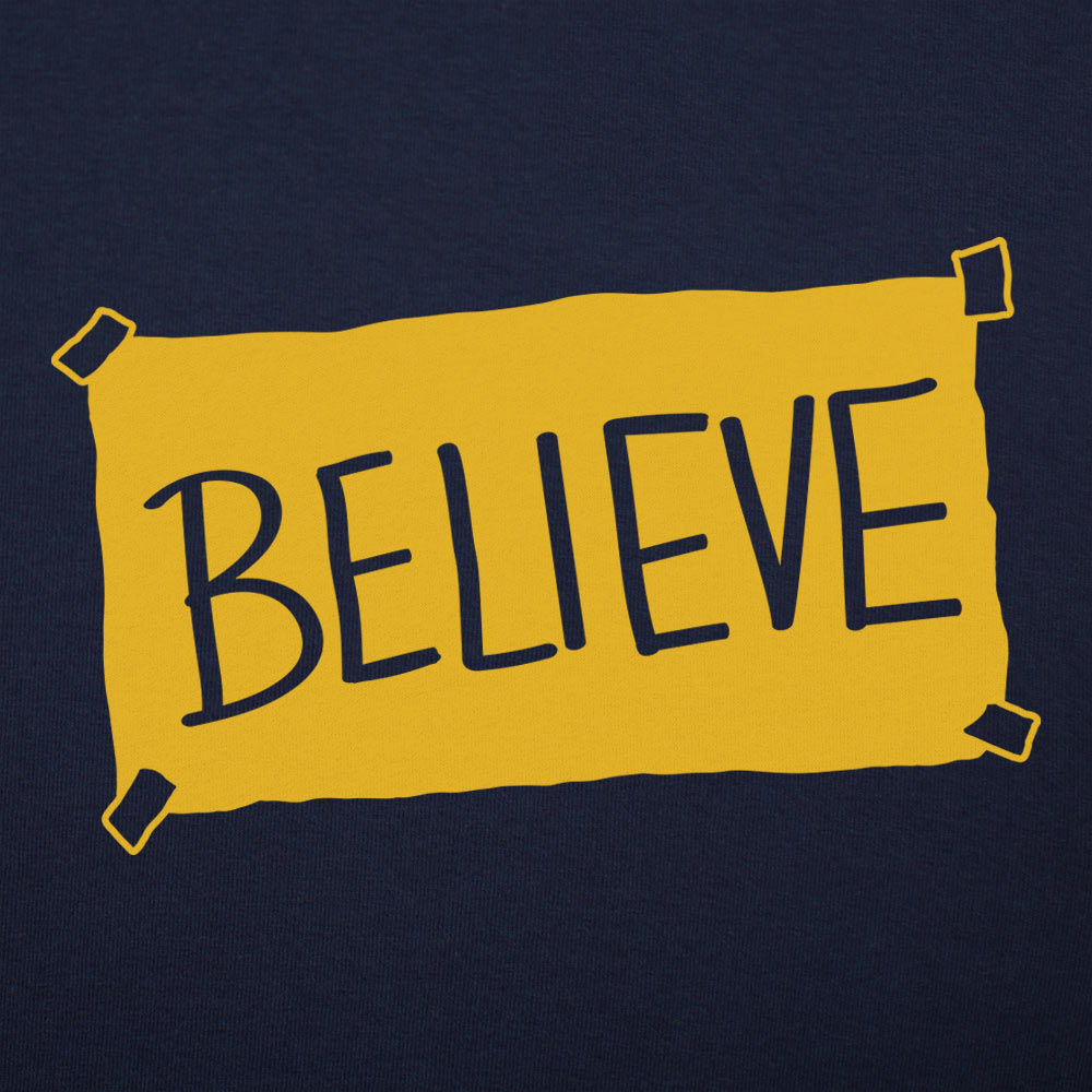 Believe Taped Yellow Paper Sign