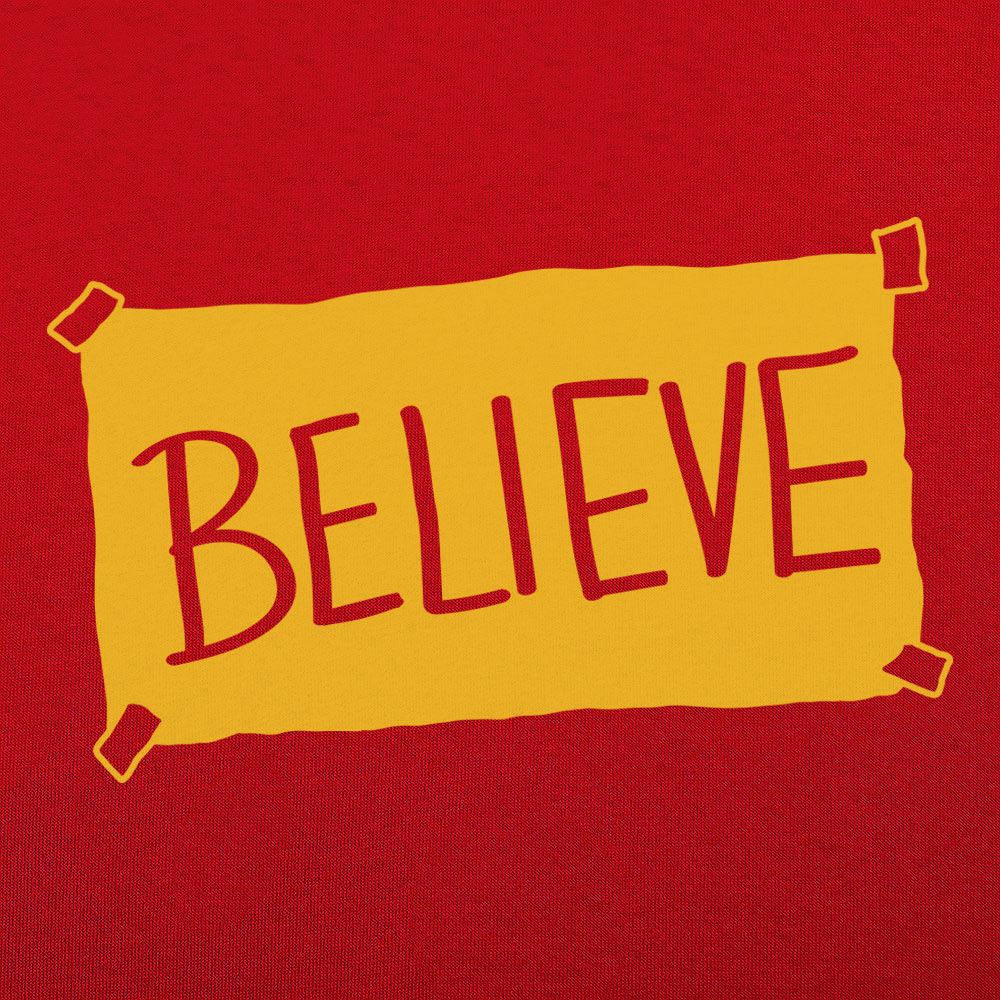 Believe Taped Yellow Paper Sign