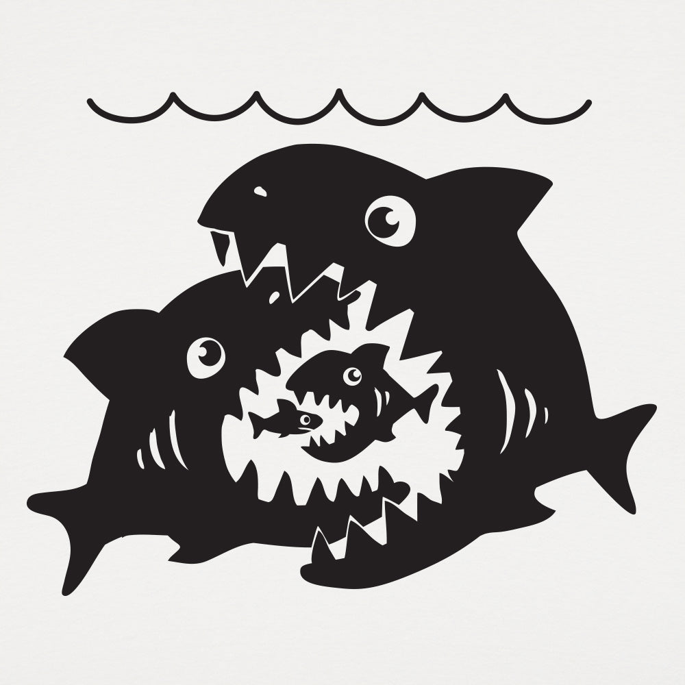 Big Sharks Eating Little Fish Food Chain