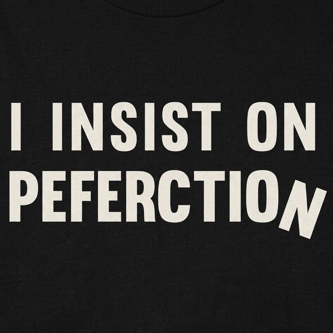 I Insist On Peferction Misspelled Perfection Joke