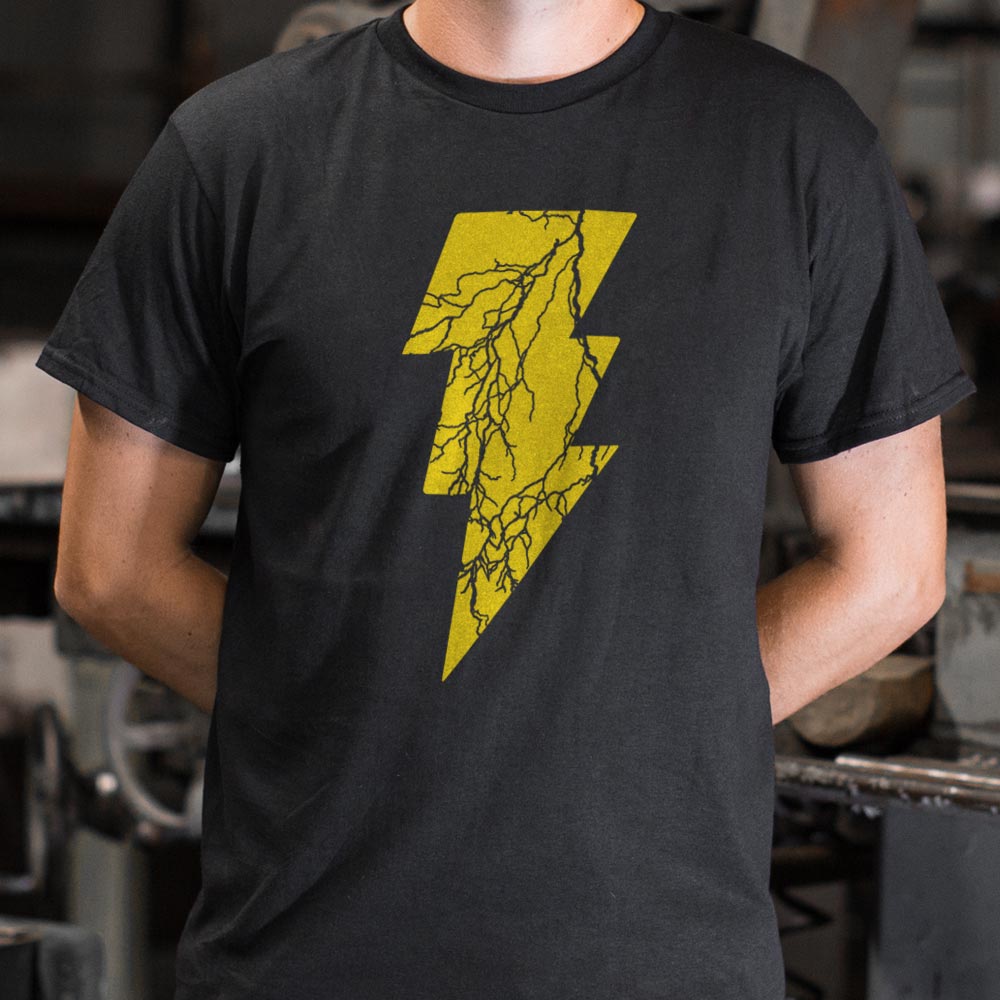 Black Lightning Yellow Cracked Bolt Graphic