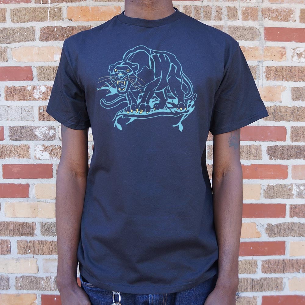 Black Panther Roaring in Classic Tattoo Art Style