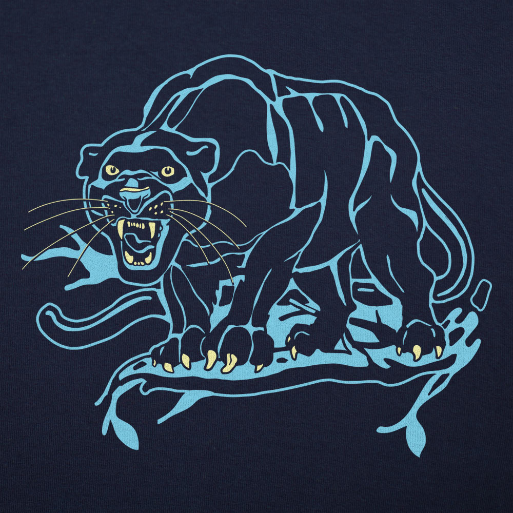 Black Panther Roaring in Classic Tattoo Art Style