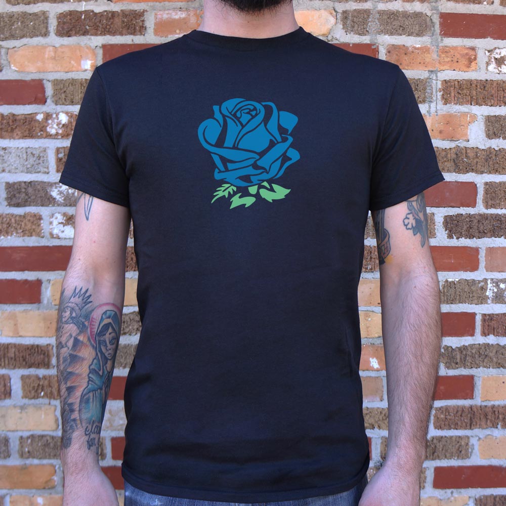 Blue Rose Flower in Tattoo Style Graphic