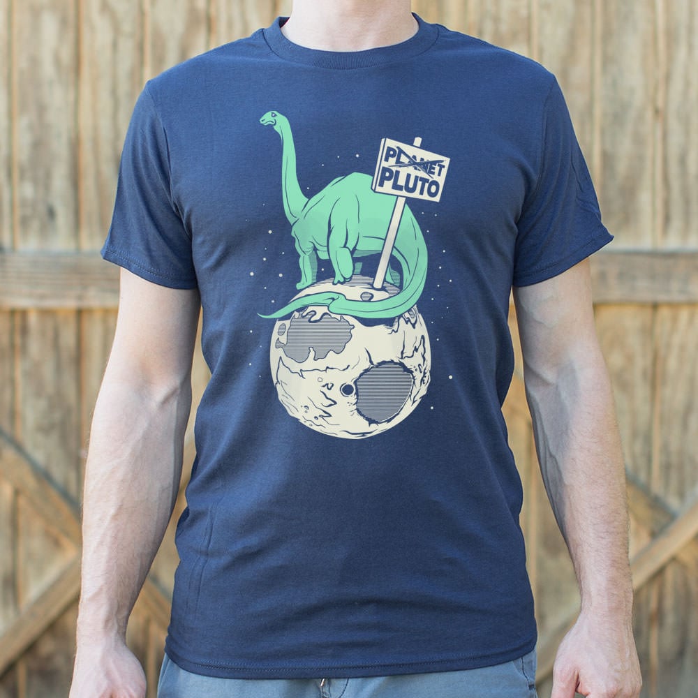 Brontosaurus On Pluto Holding a Planet Protest Sign