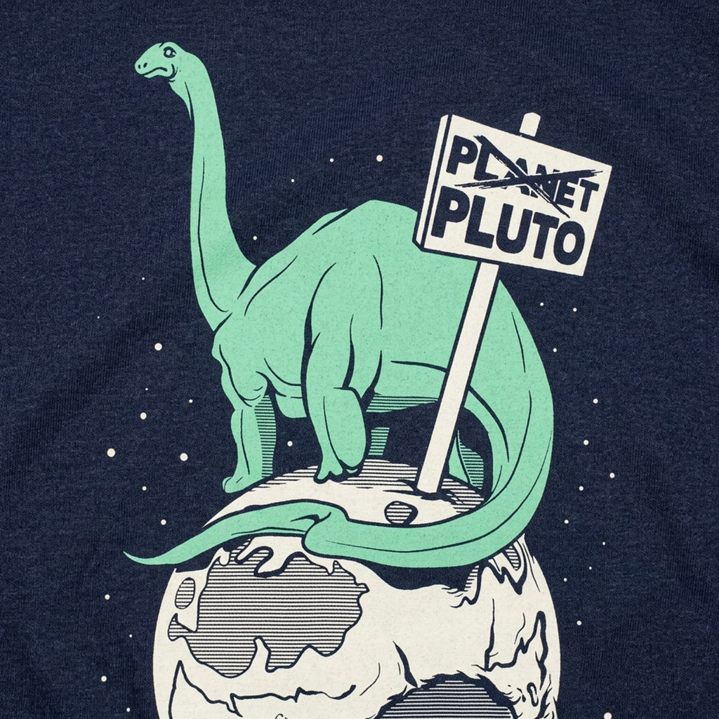 Brontosaurus On Pluto Holding a Planet Protest Sign