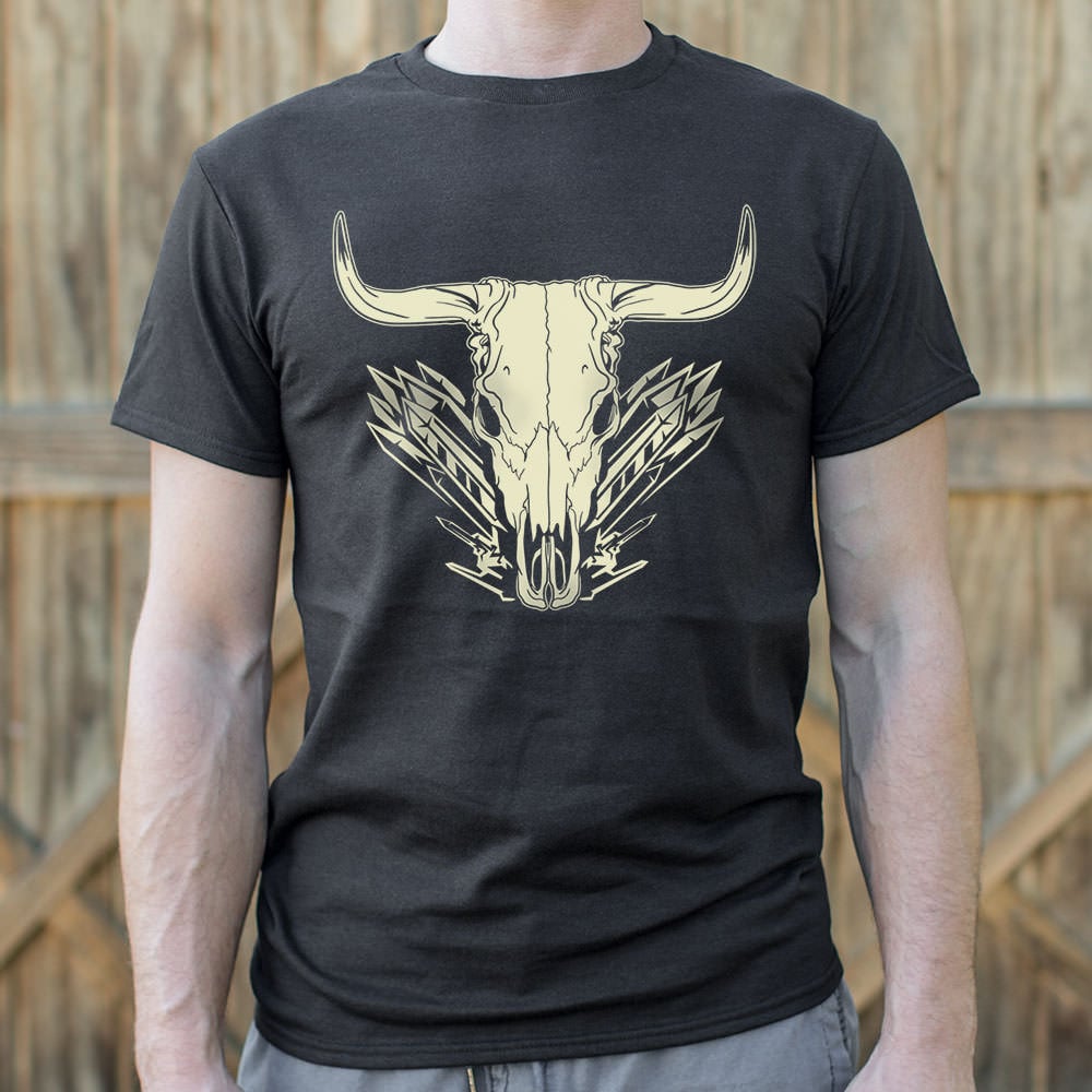 Bull Skull Western Tribal Feathers Graphic
