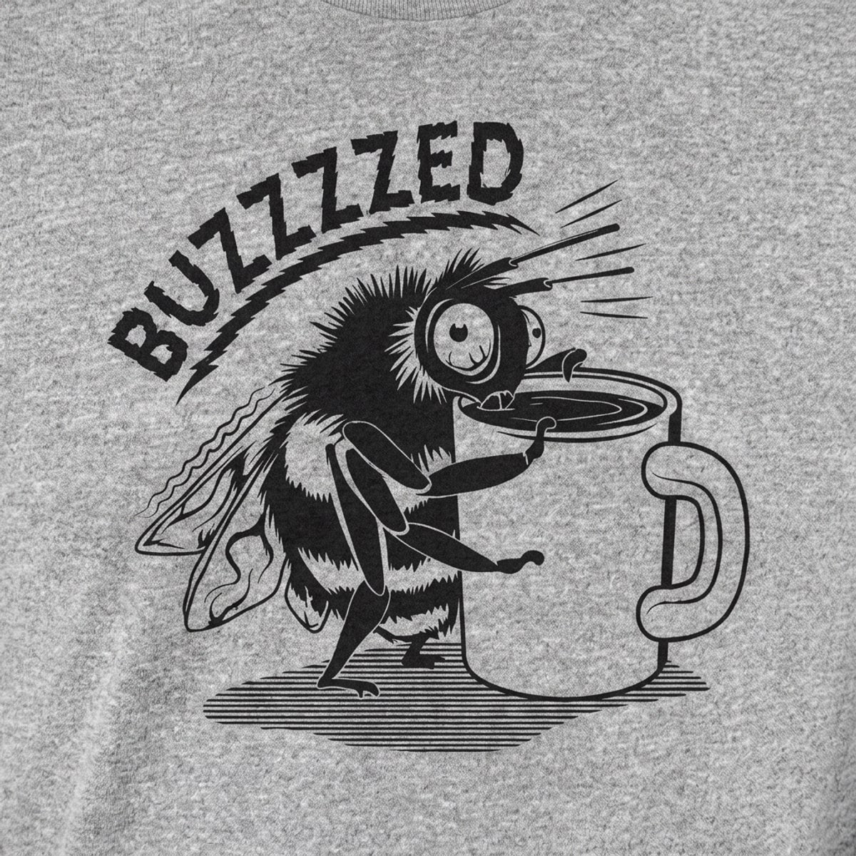 Buzzed Bee Drinking Coffee