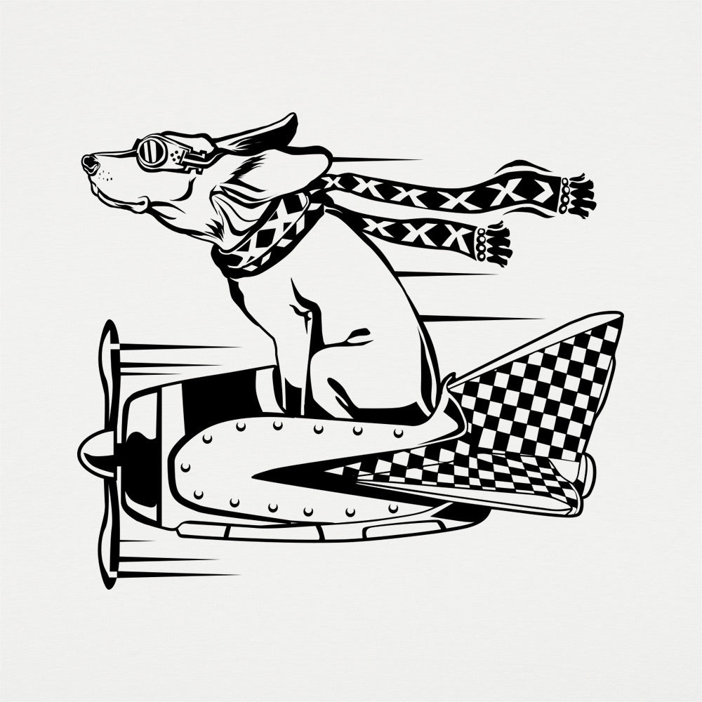 Canine Aviator Dog Pilot Flying a Vintage Plane