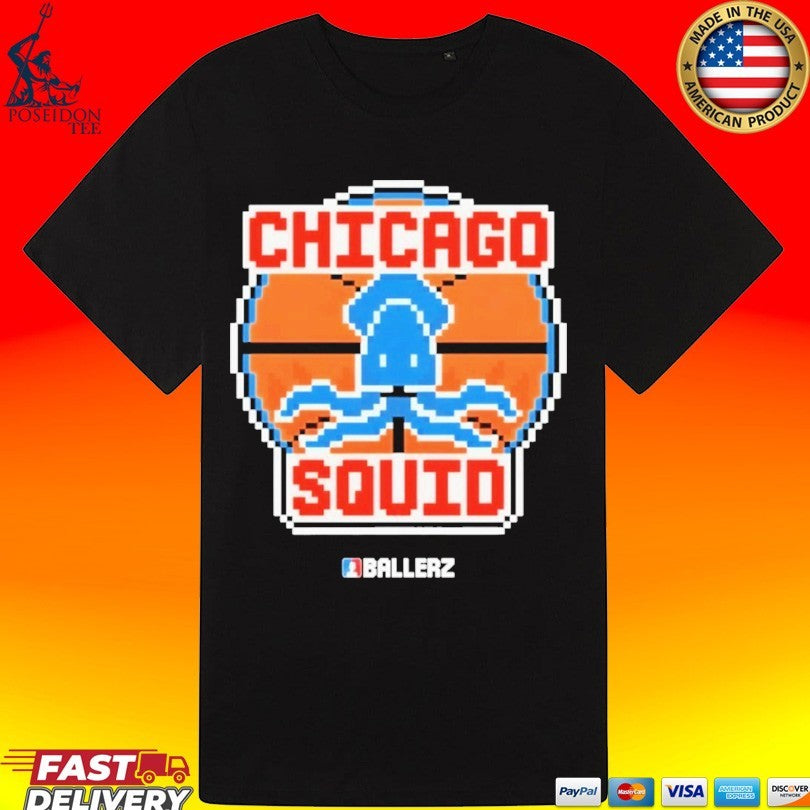 Chicago Squid Ballerz Basketball Pixel Art T-shirt