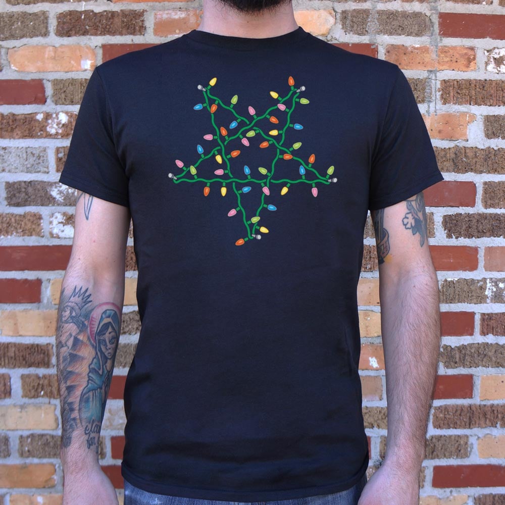 Christmas Pentagram Made of String Lights