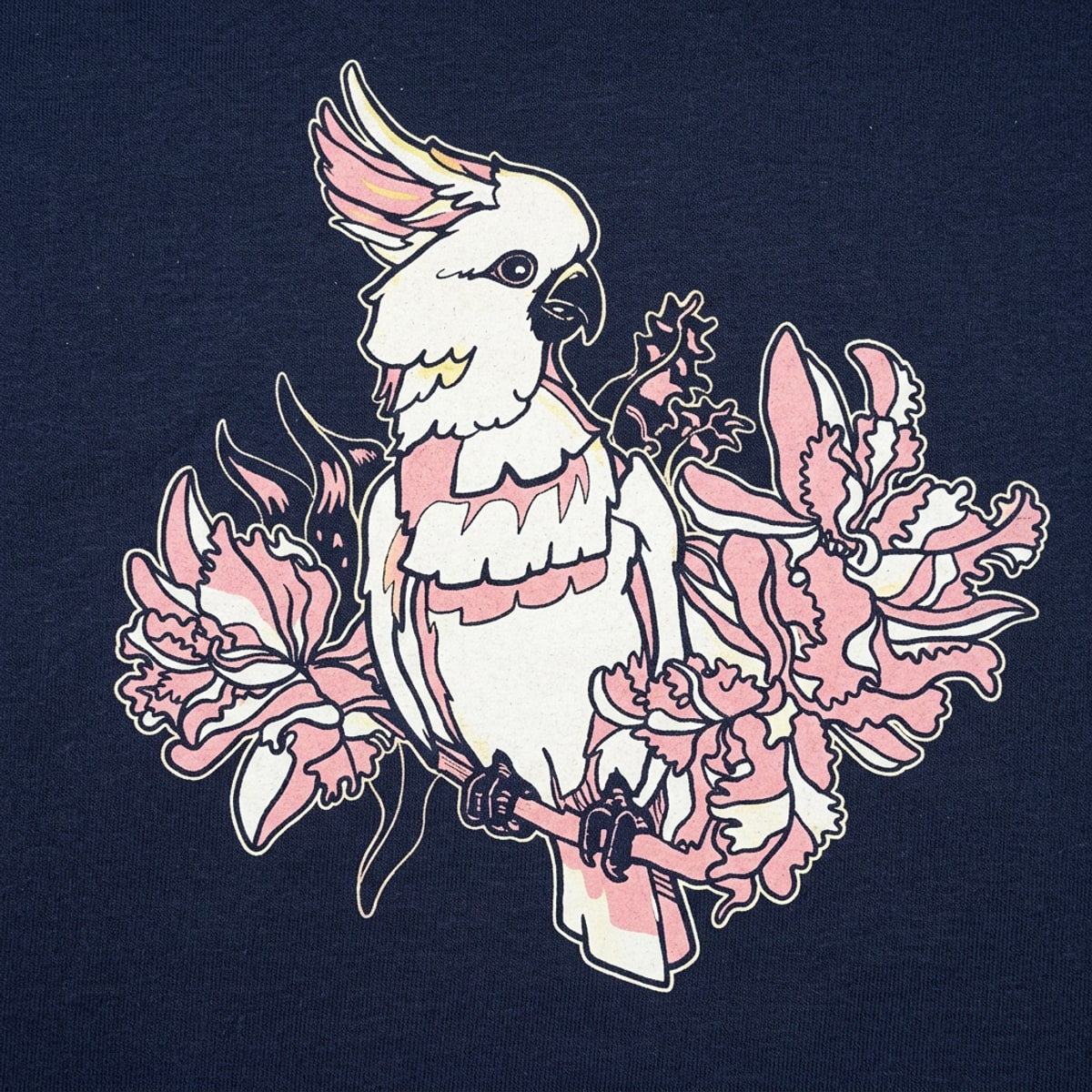 Cockatoo in Tropical Flowers Graphic