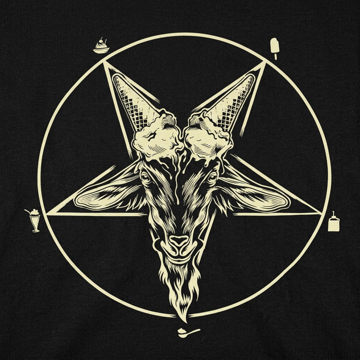Dairy Devil Goat Pentagram with Ice Cream Cone Horns