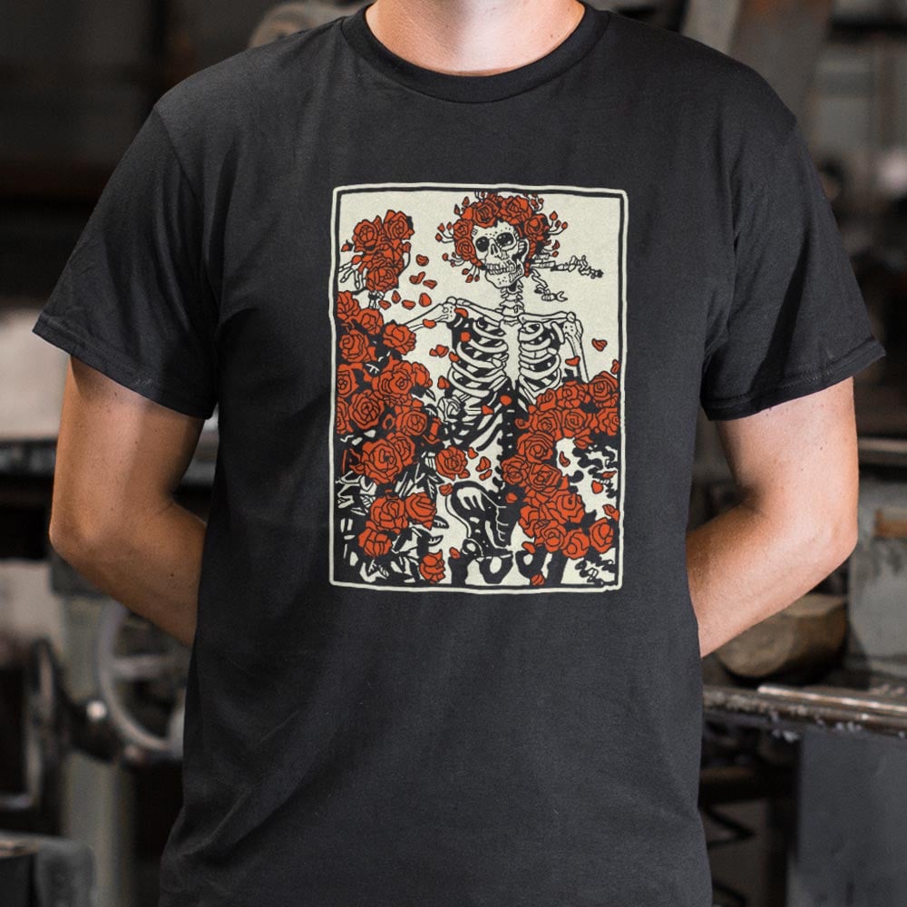 Dead and Roses Skeleton Retro Graphic