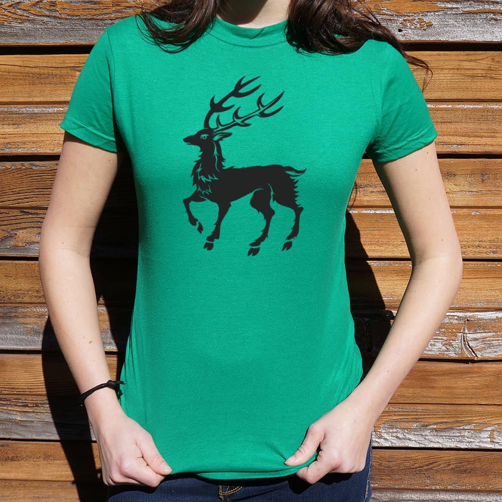 December Stag Prancing Deer Silhouette with Antlers