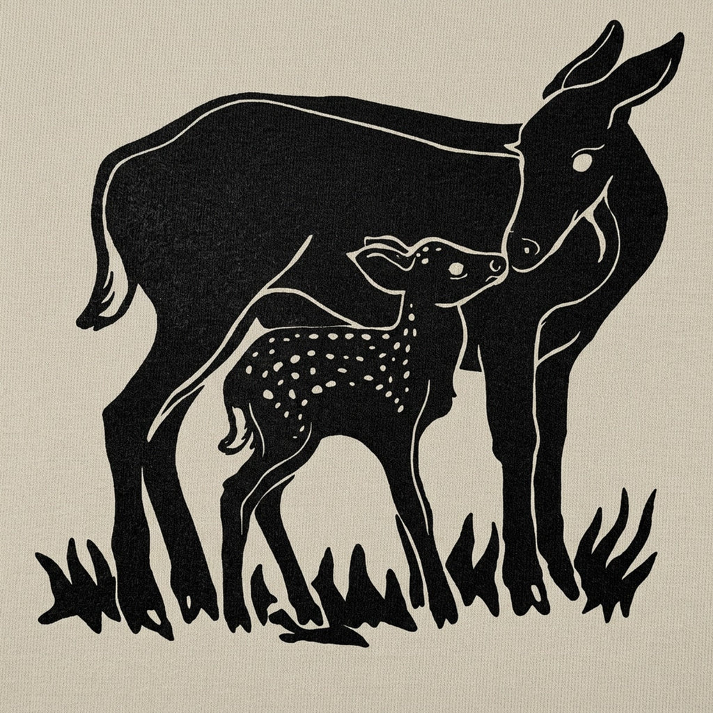Doe And Fawn Deer Mother and Baby Graphic