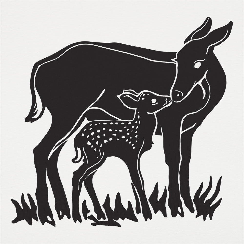 Doe And Fawn Deer Mother and Baby Graphic