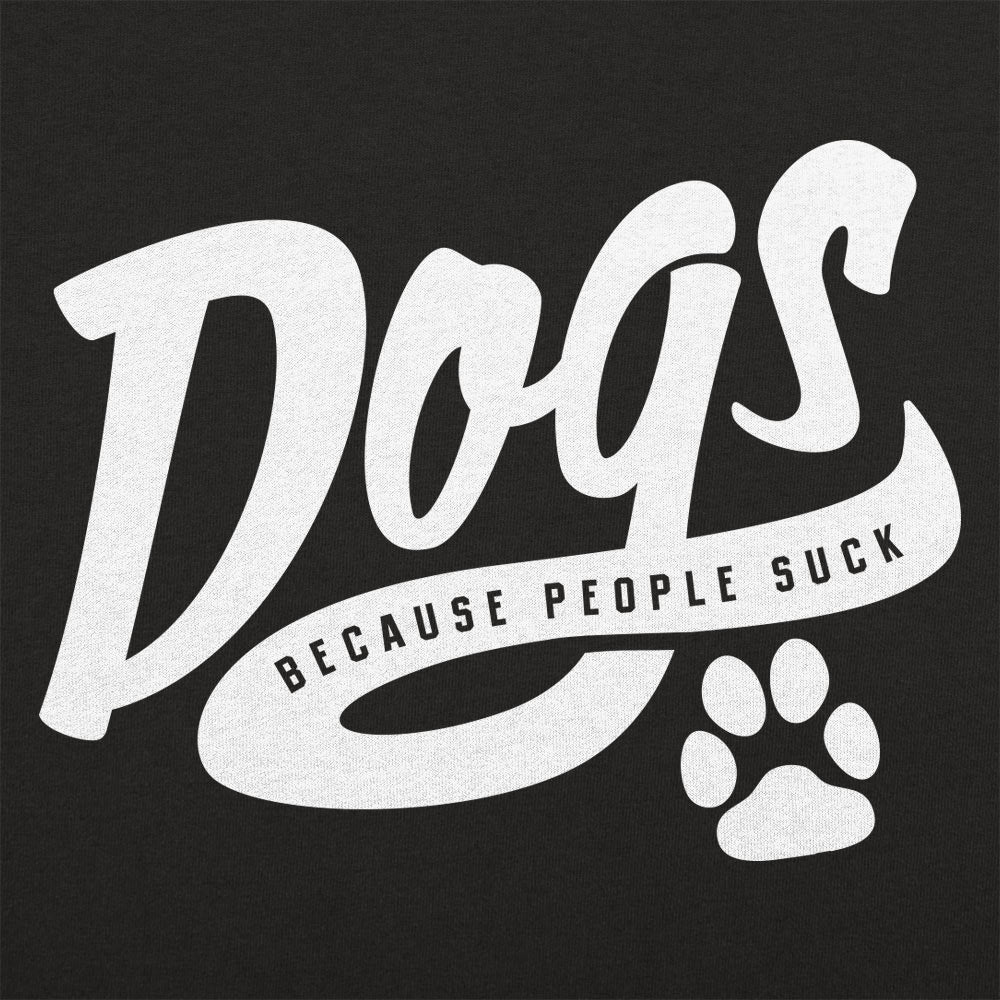 Dogs Because People Suck Retro Script Paw Print Design