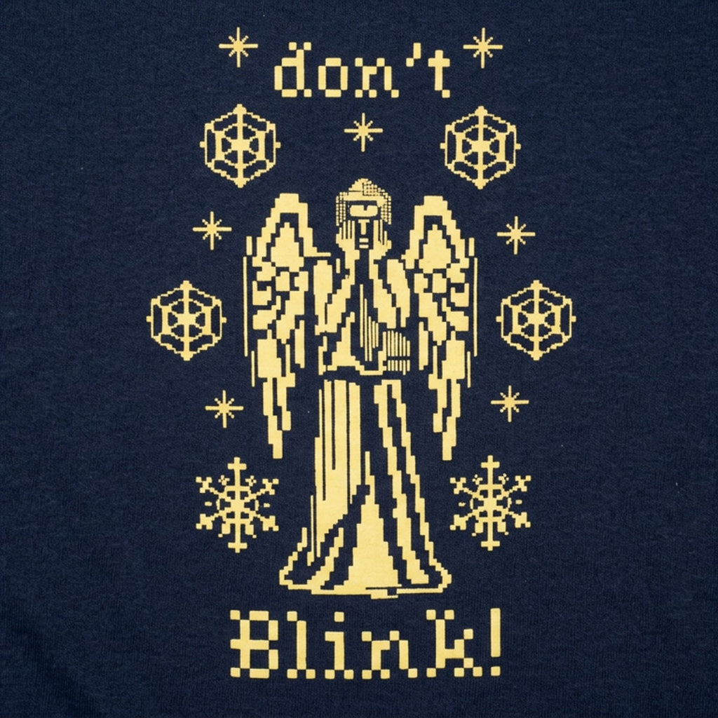 Don't Blink Needlepoint Creepy Christmas Angel Statue