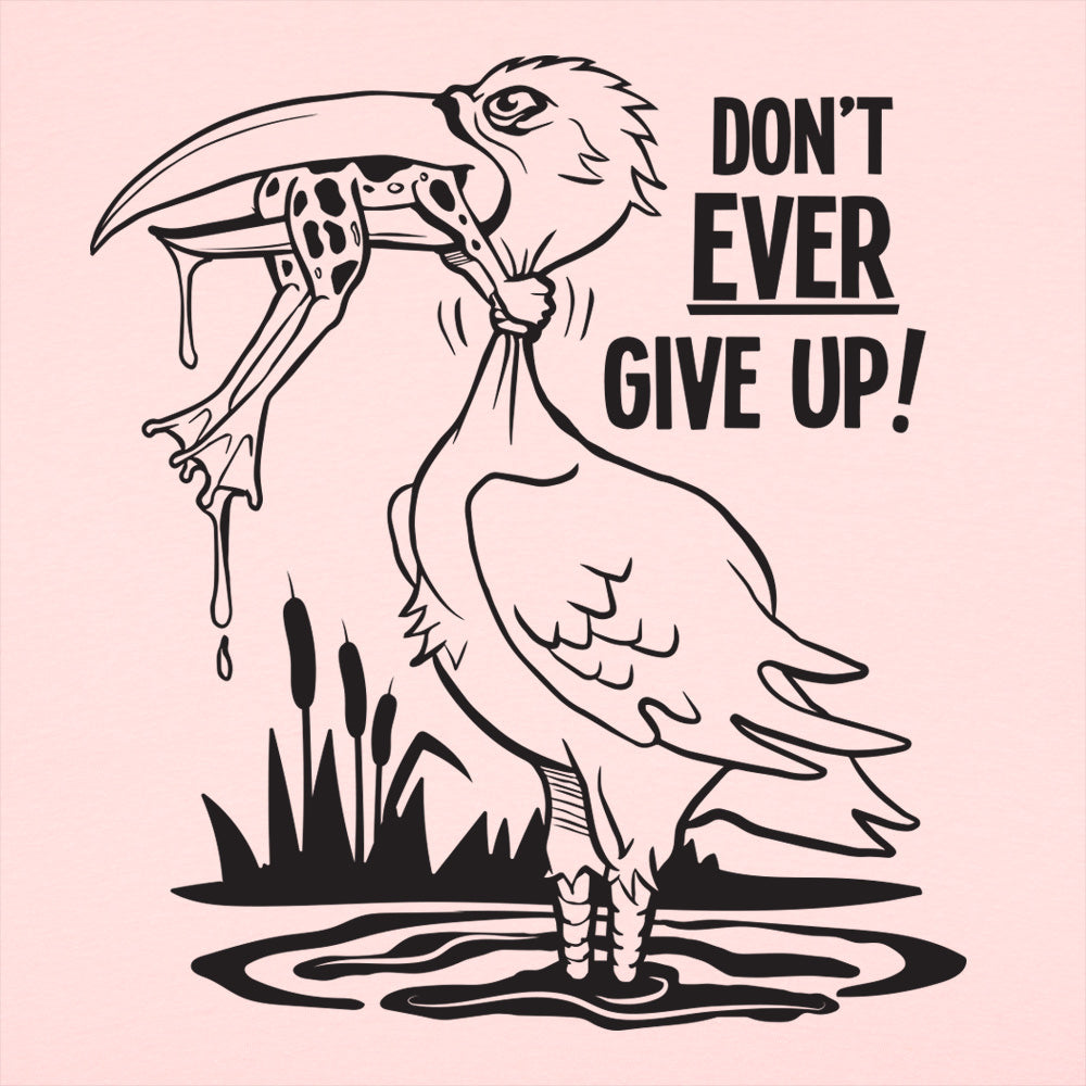 Don't Ever Give Up Stork Eating Frog
