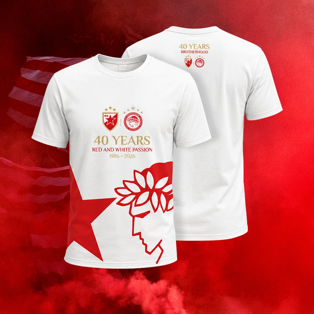 Olympiacos FC 40 Years Red And White Passion 1986-2026 Shirt