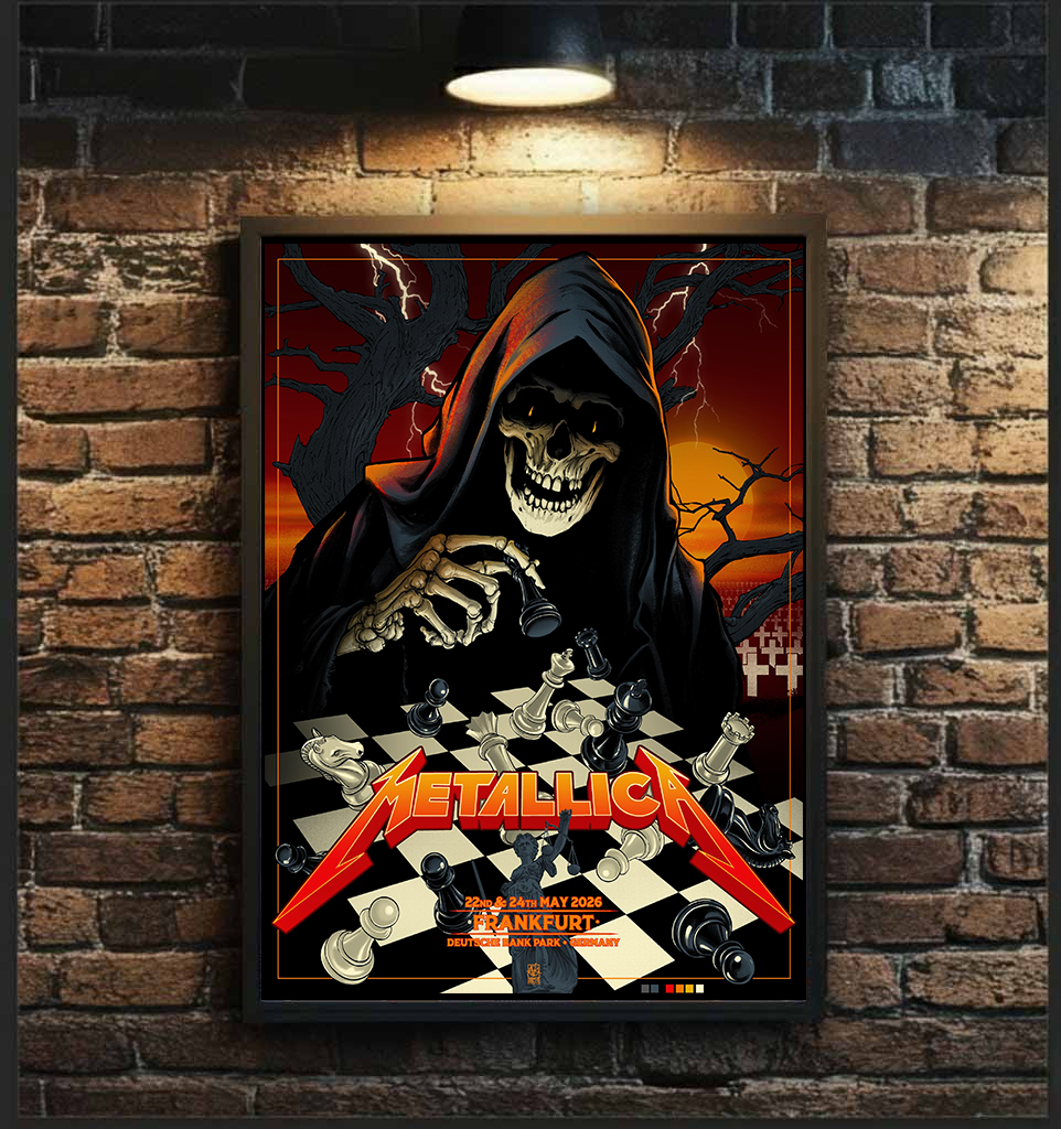 Metallica M72 Frankfurt World Tour 2026 Pop-Up Merch Poster By Vance Kelly
