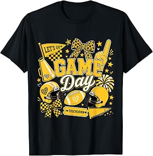 Game Day Football Season Black Gold Yellow Unisex T-shirt, Sweatshirt, Hoodie (1)