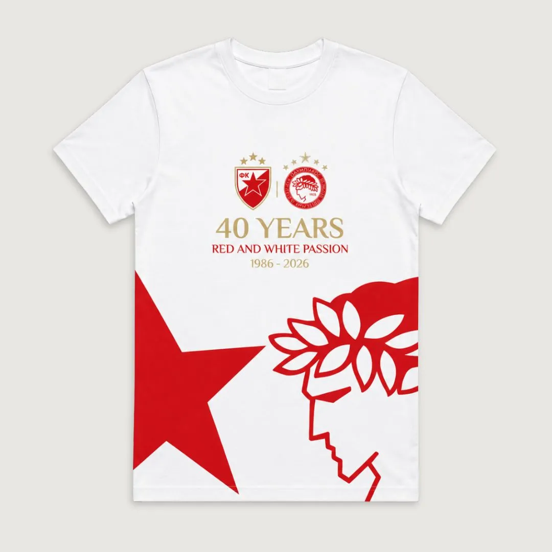 Olympiacos FC 40 Years Red And White Passion 1986-2026 Shirt