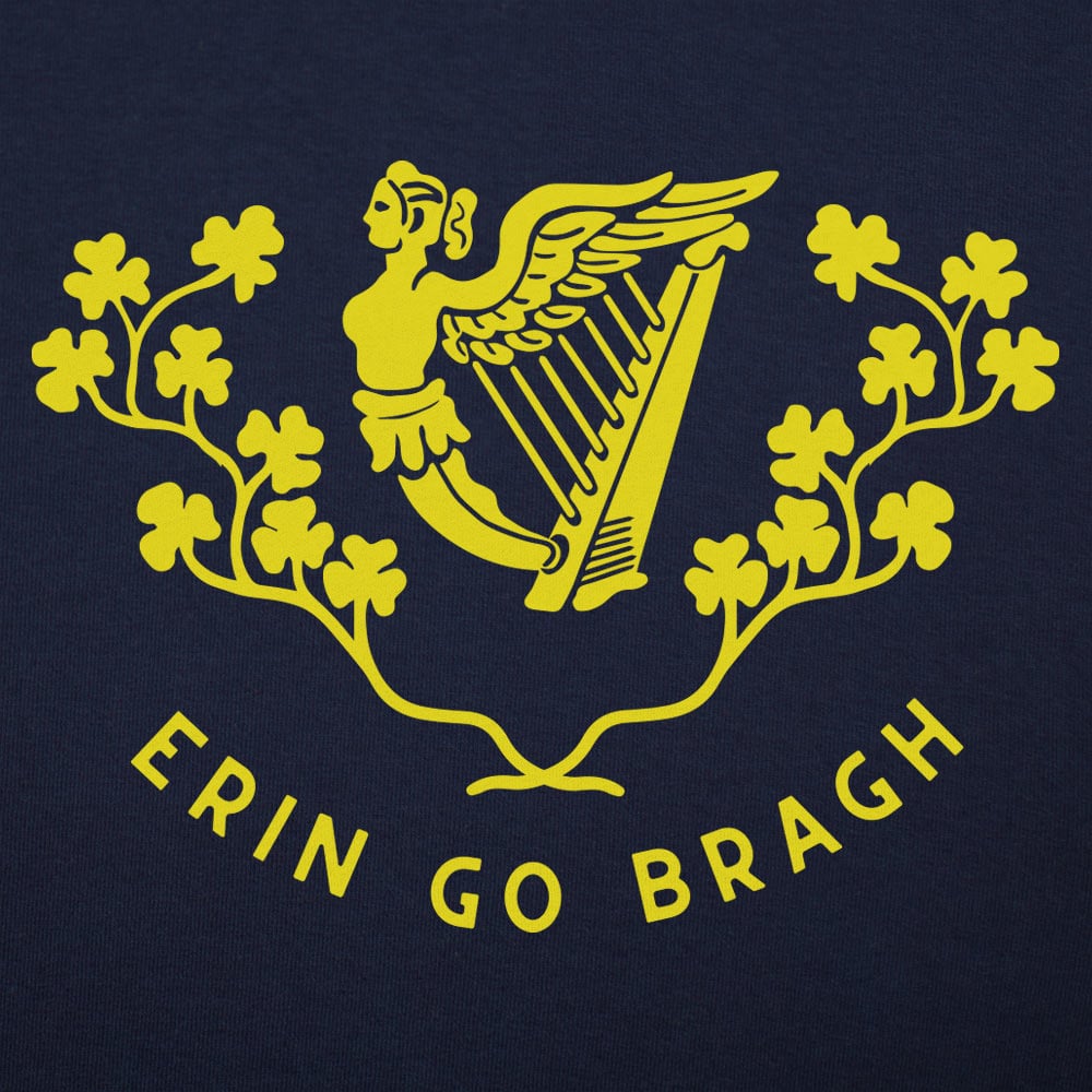 Erin Go Bragh Irish Harp and Shamrock Crest