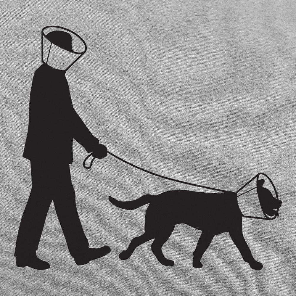 Face Cones Man and Dog Wearing Cone of Shame