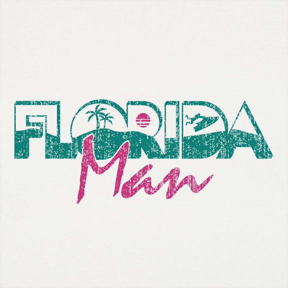 Florida Man Retro Sunset with Palm Trees