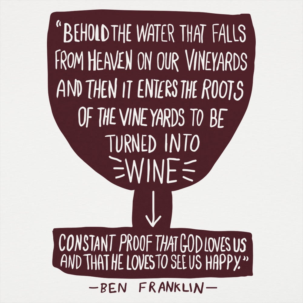 Ben Franklin Wine Quote Goblet Design