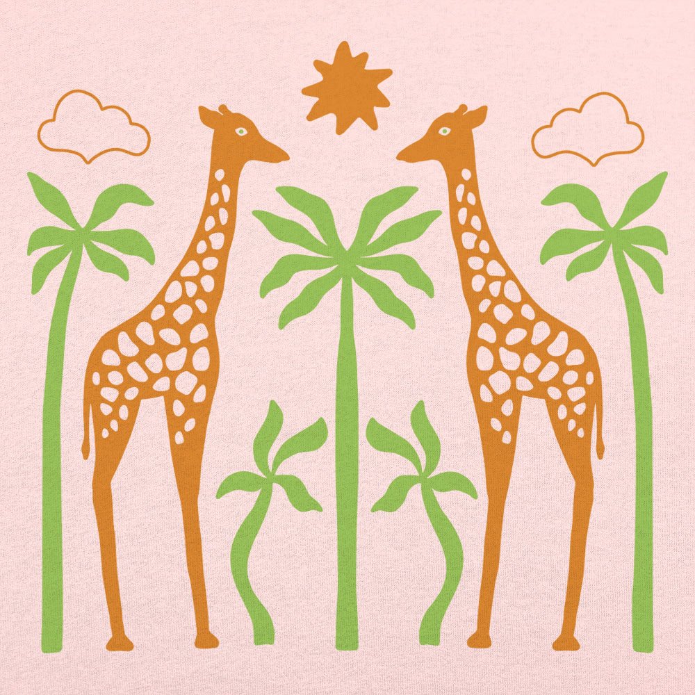 Giraffes in the Savanna with Palm Trees