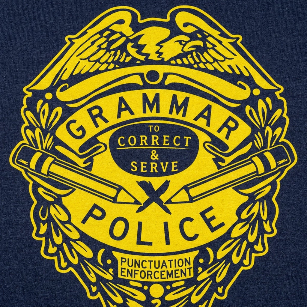 Grammar Police Badge, To Correct and Serve Punctuation Enforcement