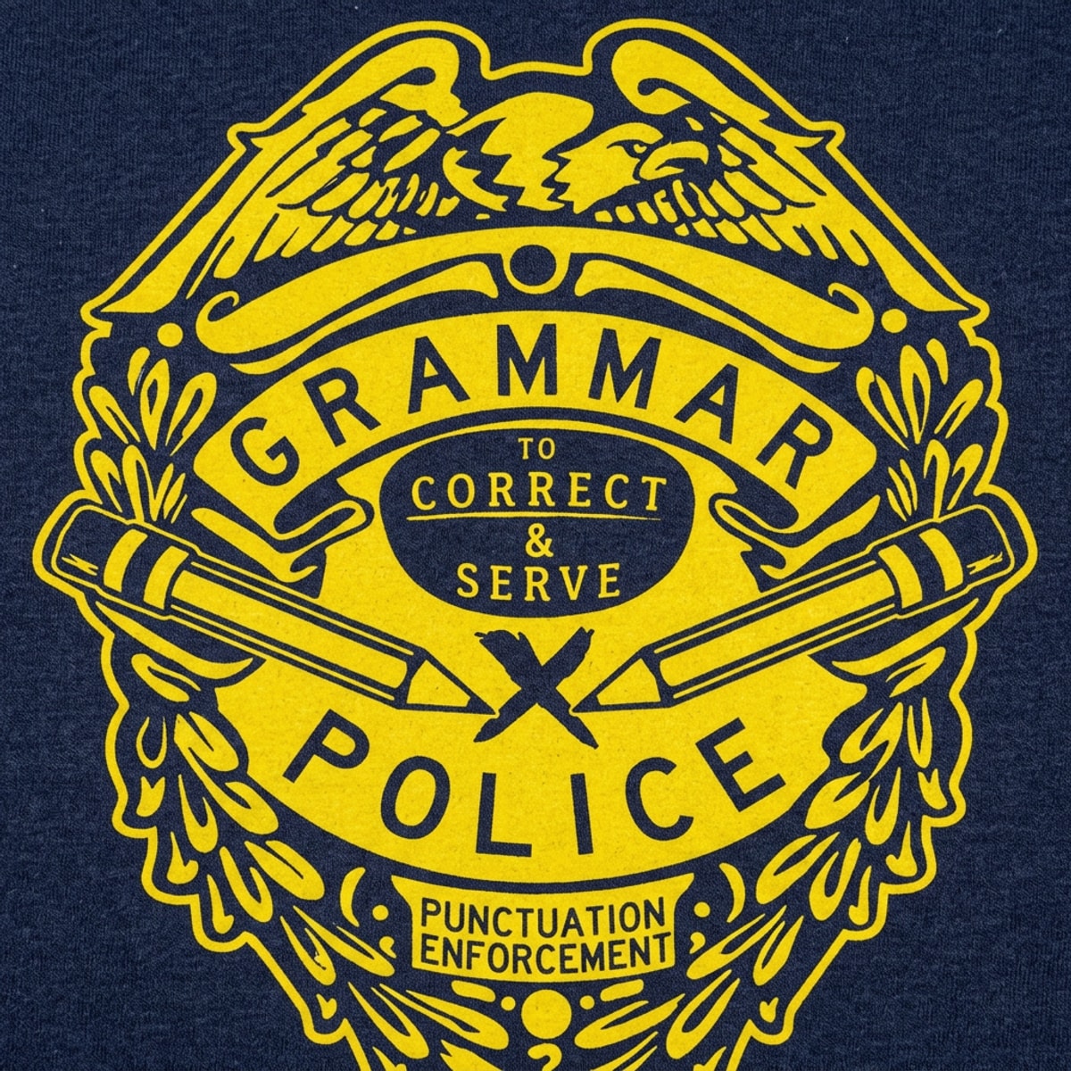 Grammar Police Badge, To Correct and Serve Punctuation Enforcement