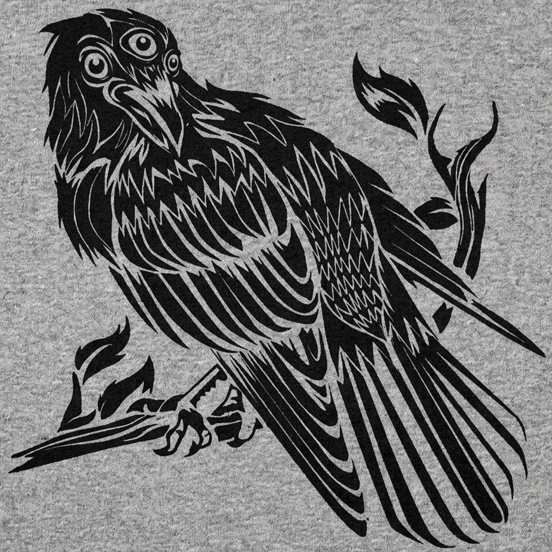Three-Eyed Bird Mystical Raven Illustration