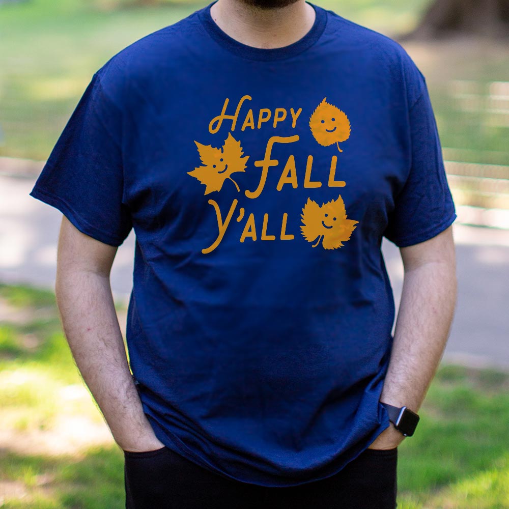 Happy Fall Y'all Smiling Autumn Leaves