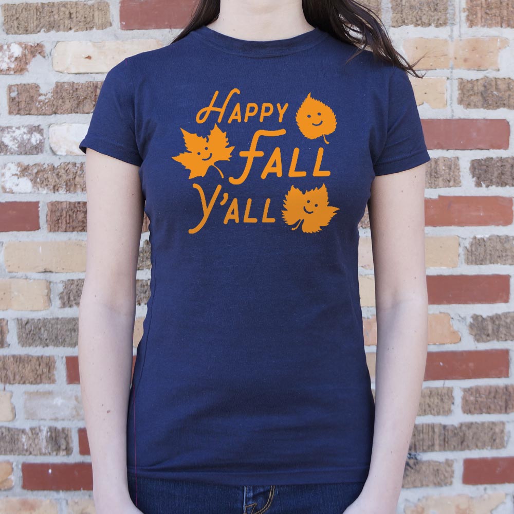 Happy Fall Y'all Smiling Autumn Leaves