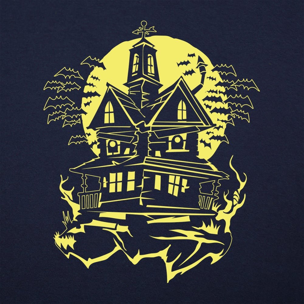 Haunted House with Bats and Full Moon