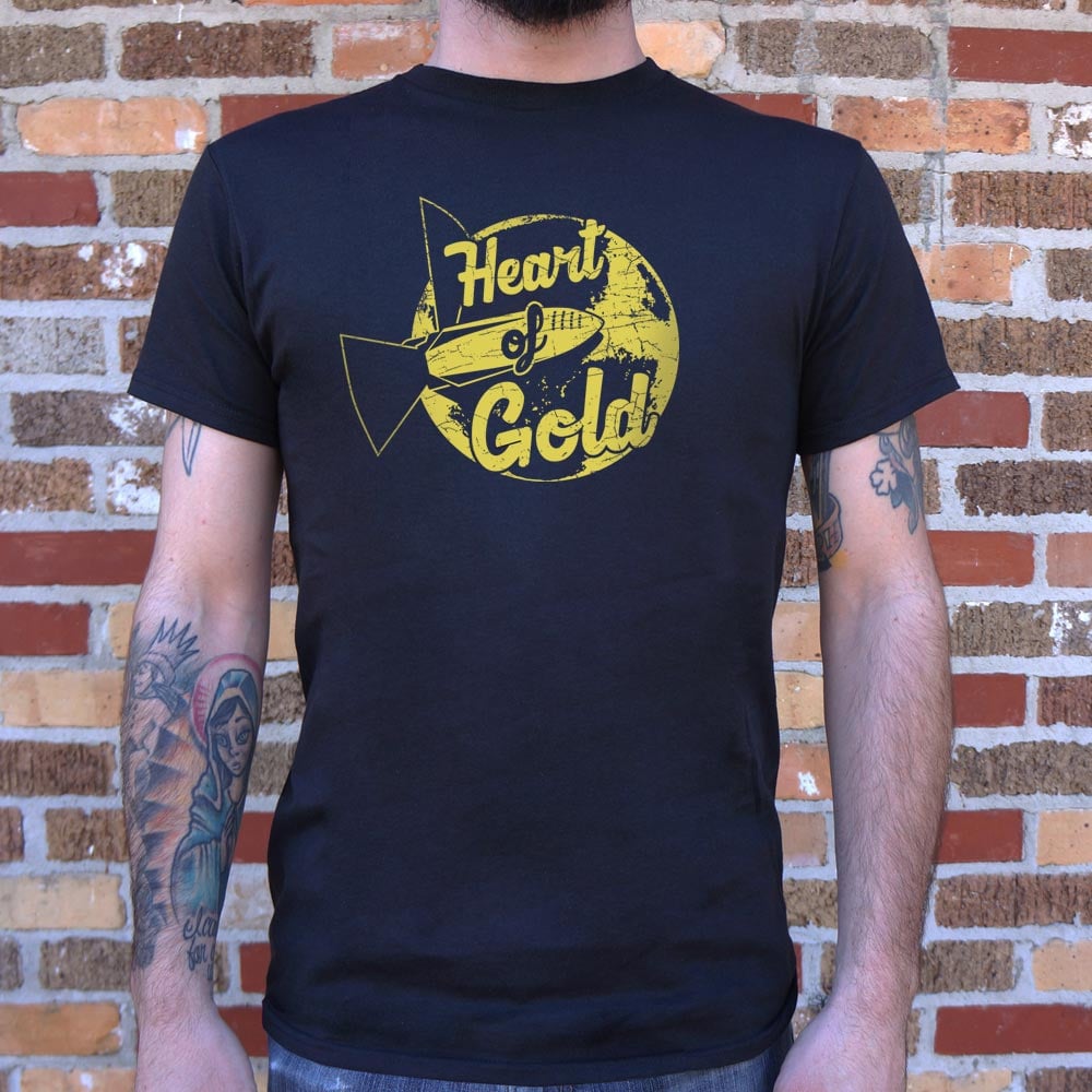 Heart Of Gold Retro Rocket Ship Emblem