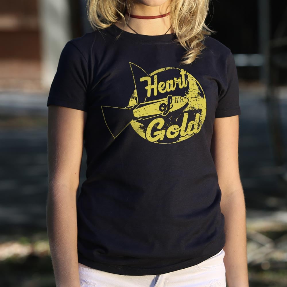 Heart Of Gold Retro Rocket Ship Emblem