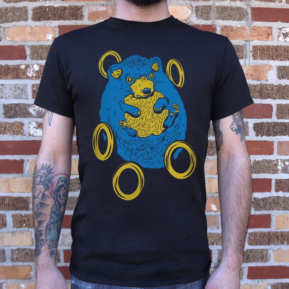Sad Hedgehog Surrounded by Falling Gold Rings