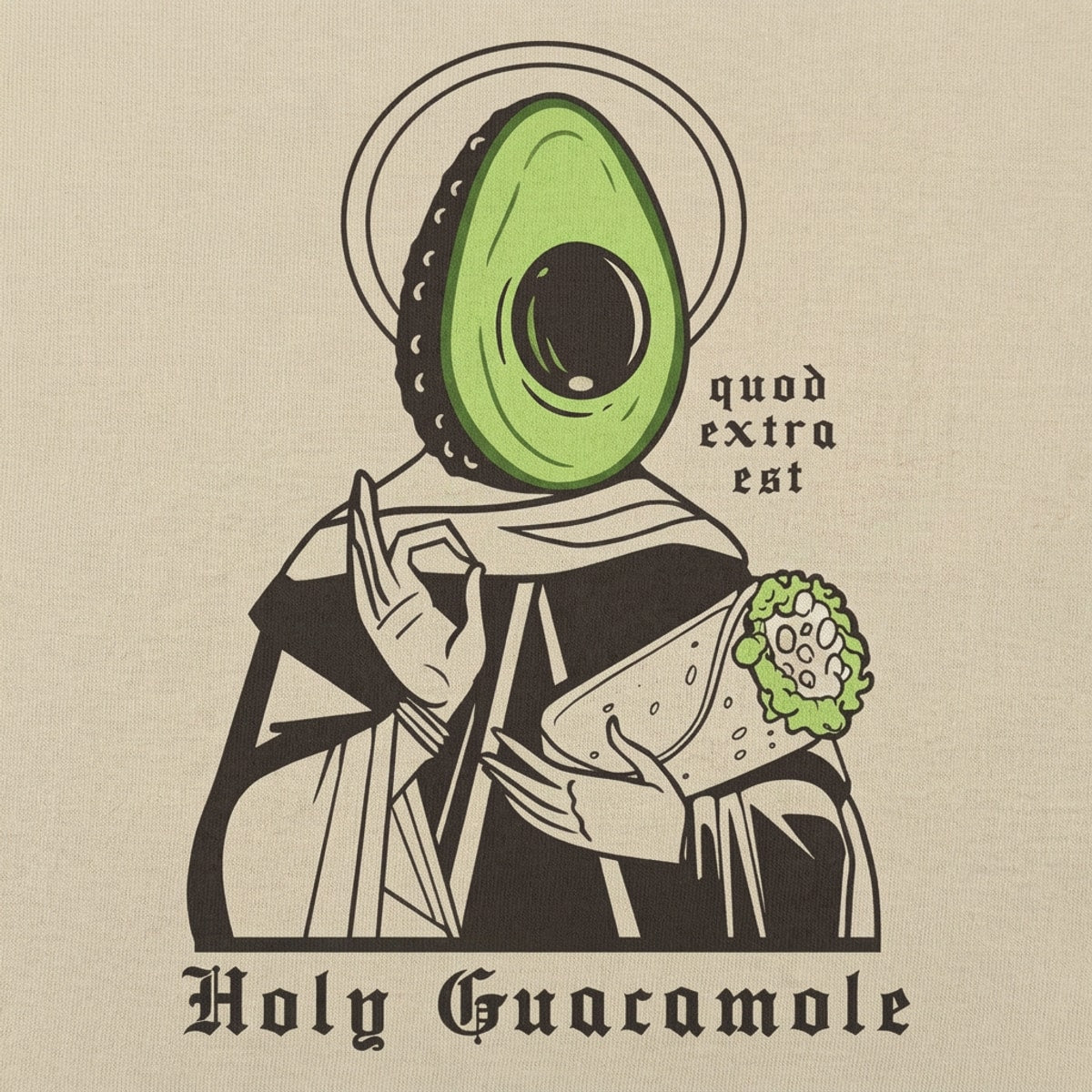 Holy Guacamole Avocado Saint with Taco