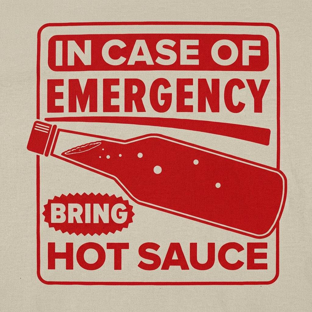 Hot Sauce Emergency Bottle Safety Sign Parody