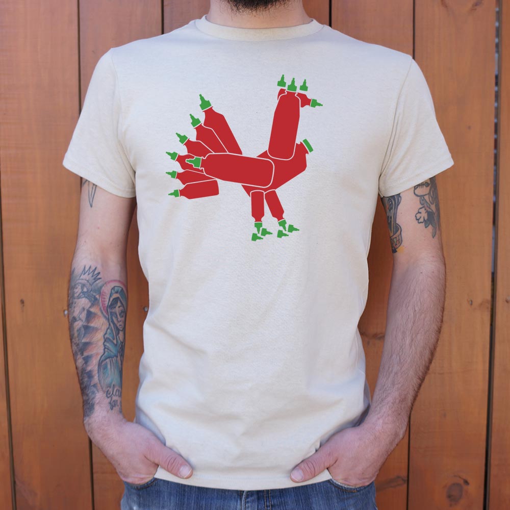 Hot Sauce Rooster Made of Sriracha Bottles