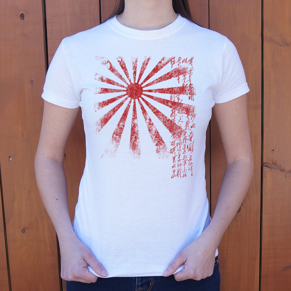 Japan Rising Sun Flag with Handwritten Kanji