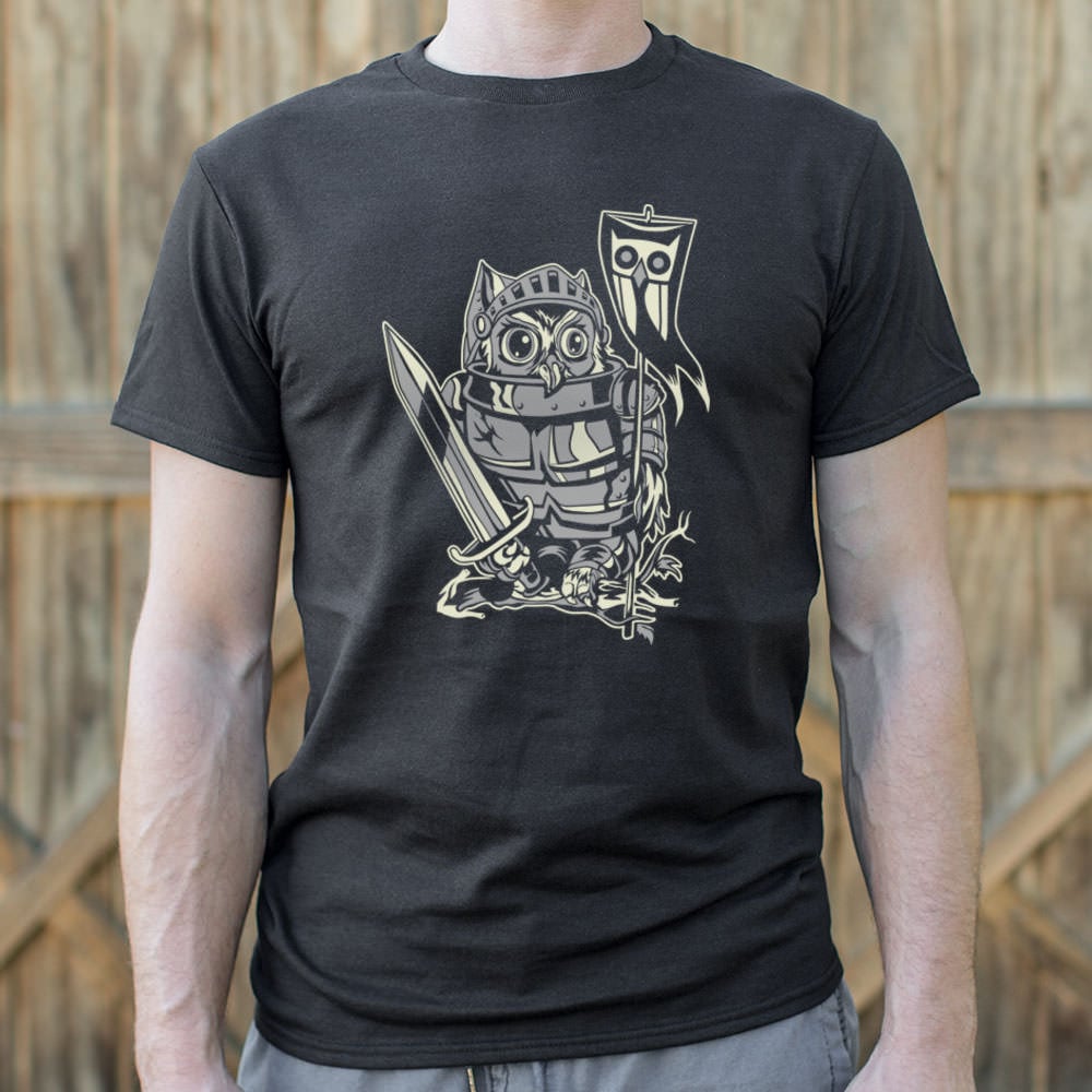 Knight Owl Medieval Armored Owl with Sword and Banner